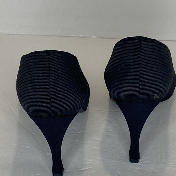 Stuart Weitzman Black Textured Pointed Toe Leather Soles 3.75" Heel Pumps 8.5 M - Picture 13 of 15